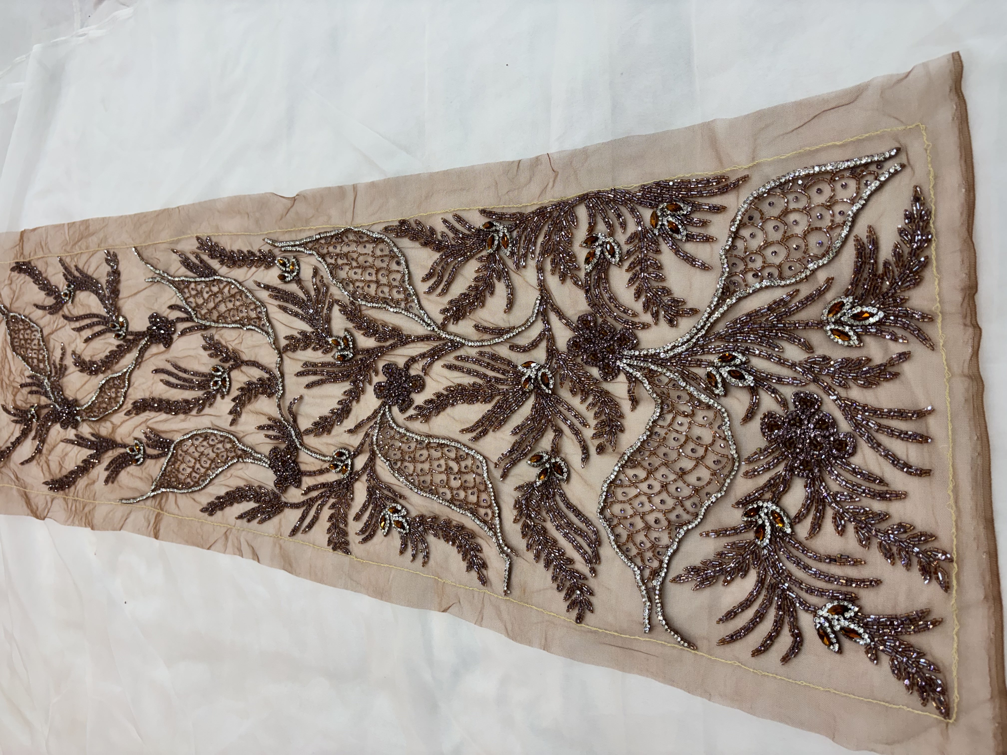 Embroidered Beige Fabric Panel