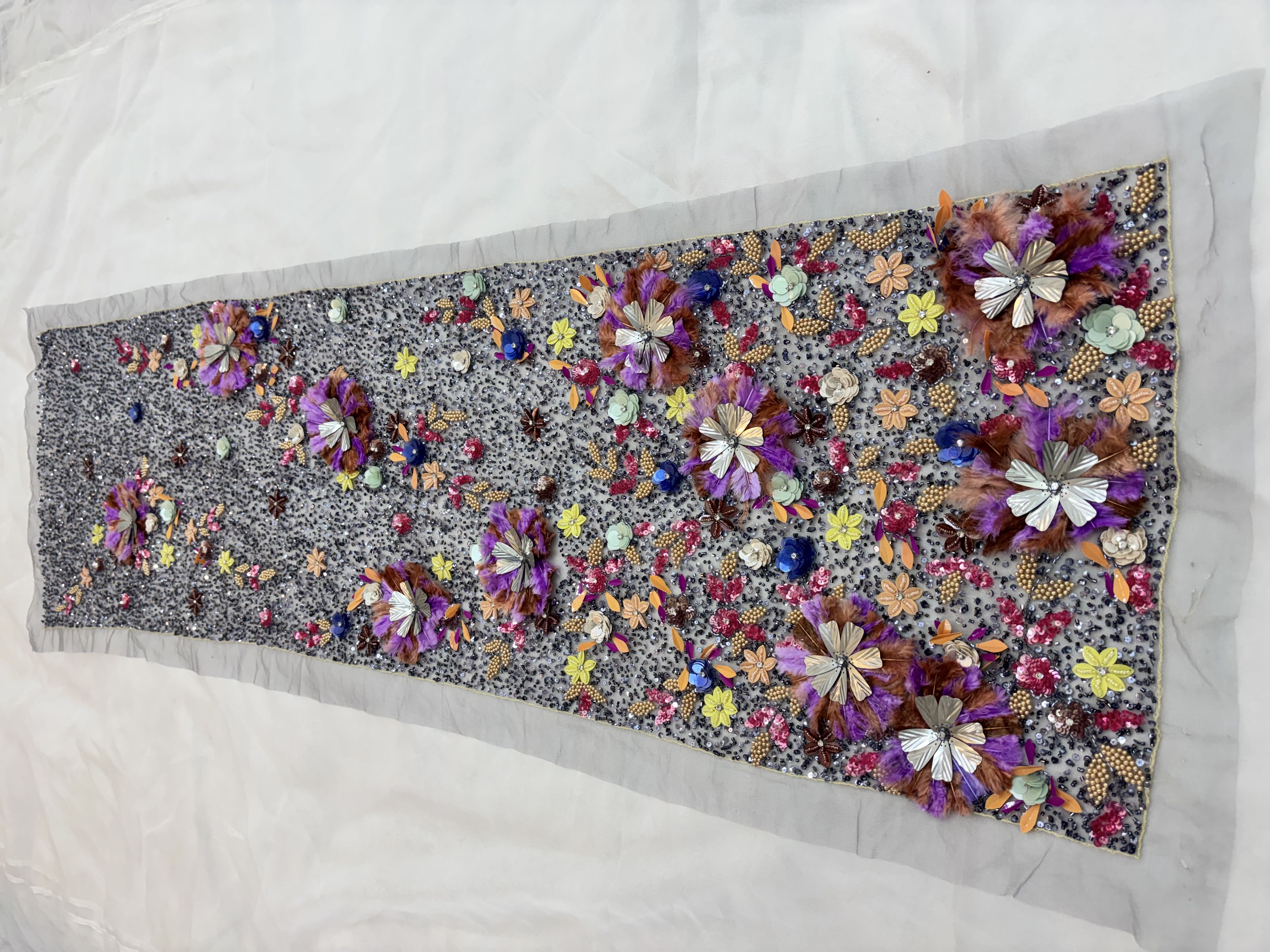 Floral Embroidered Fabric Panel