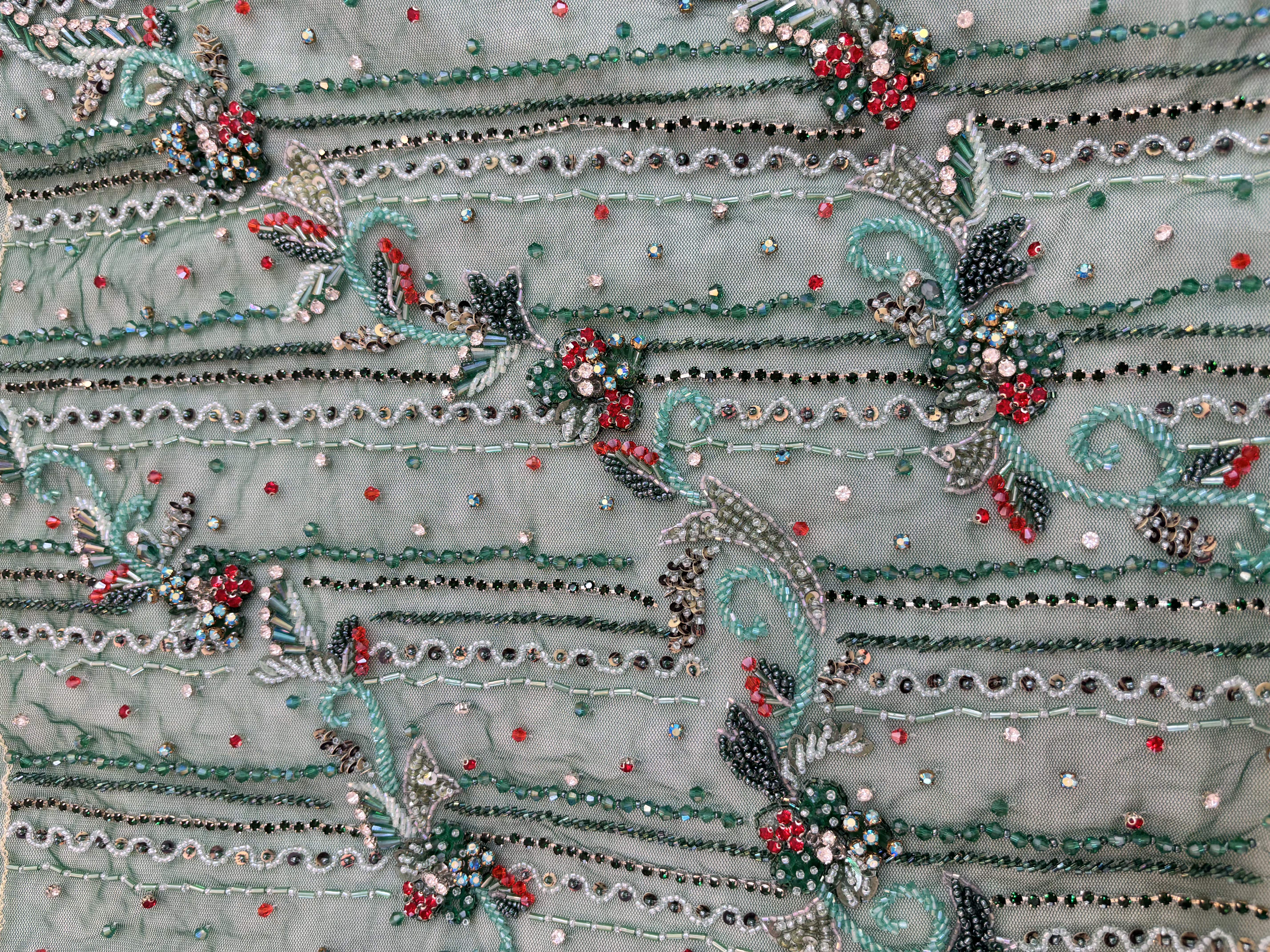 Embroidered Beaded Fabric