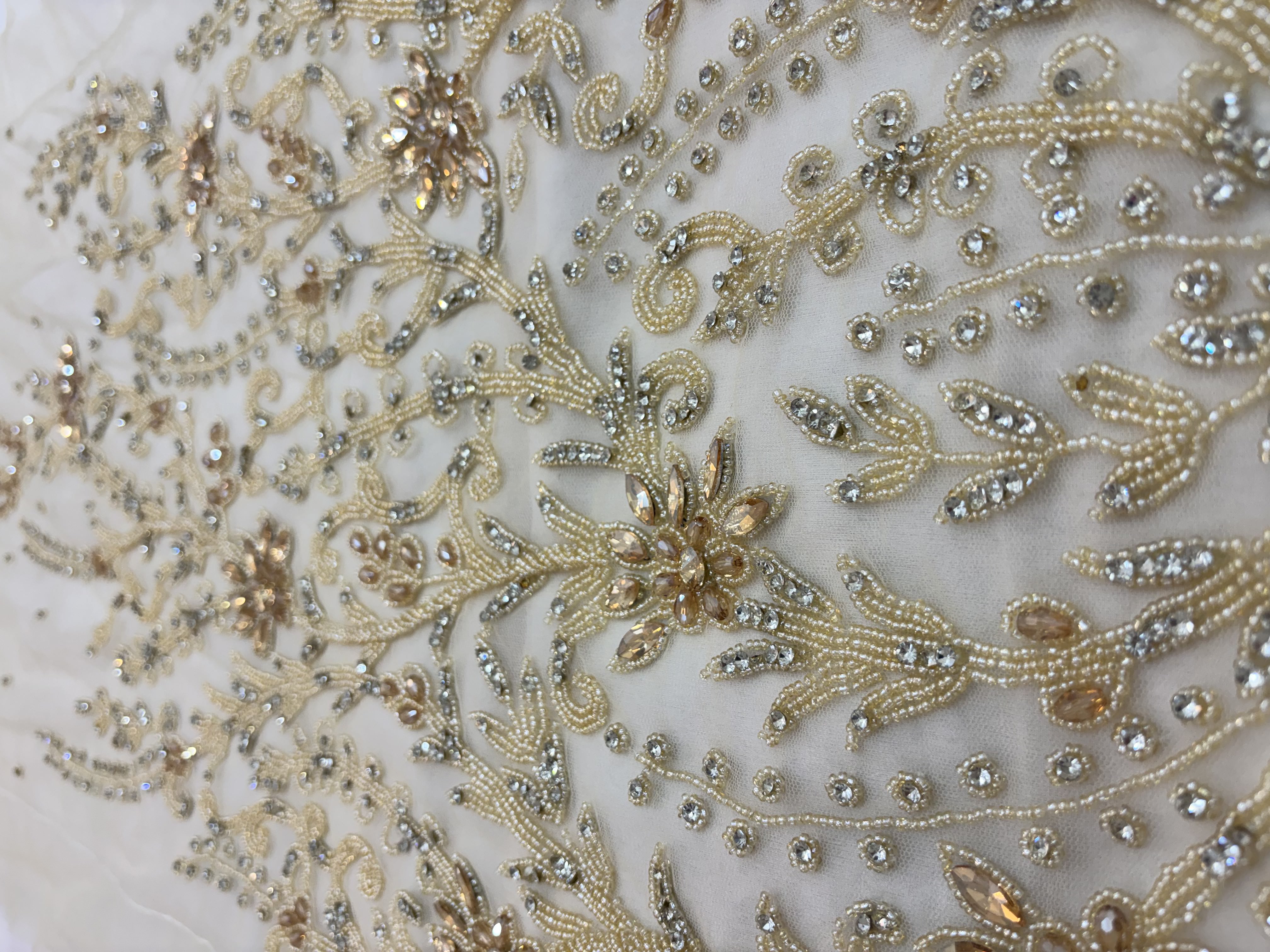 Hand-Embroidered Beaded Fabric