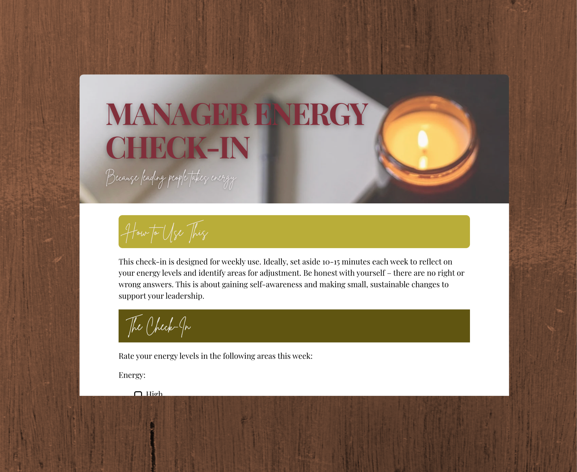 Manager's Energy Check-In