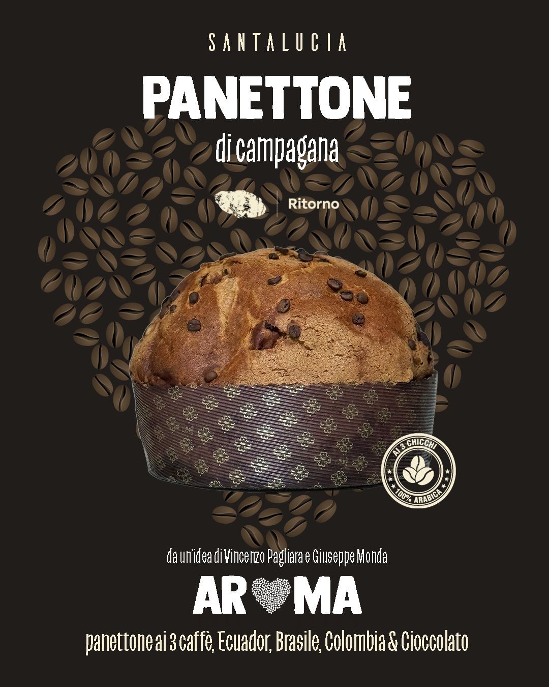 Panettone Artigianale al Caffè Specialty Ed. 3 Chicchi • 3 Tazzine Gambero Rosso