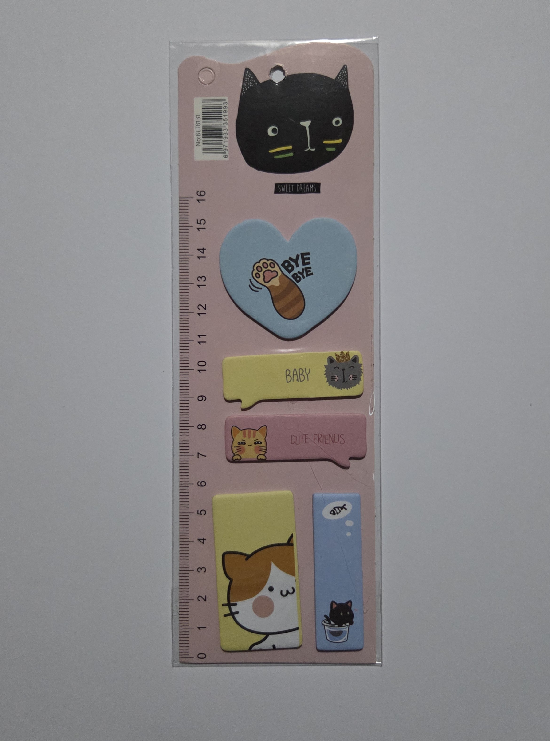 Reglas y marcadores adhesivos de gatitos y pandas