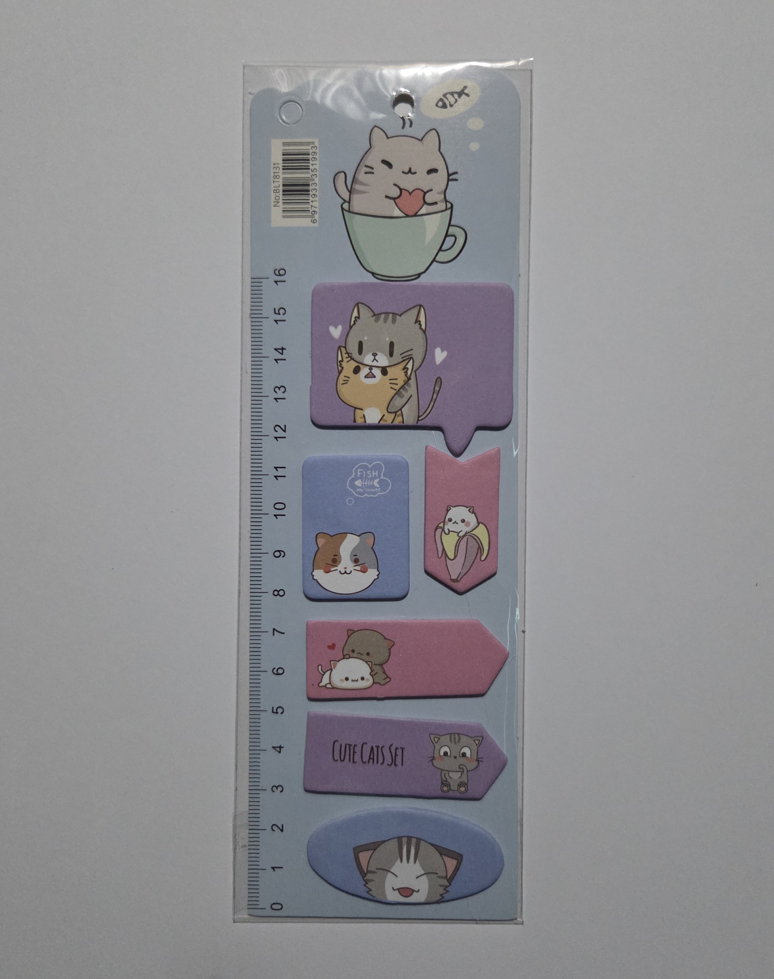 Reglas y marcadores adhesivos de gatitos y pandas