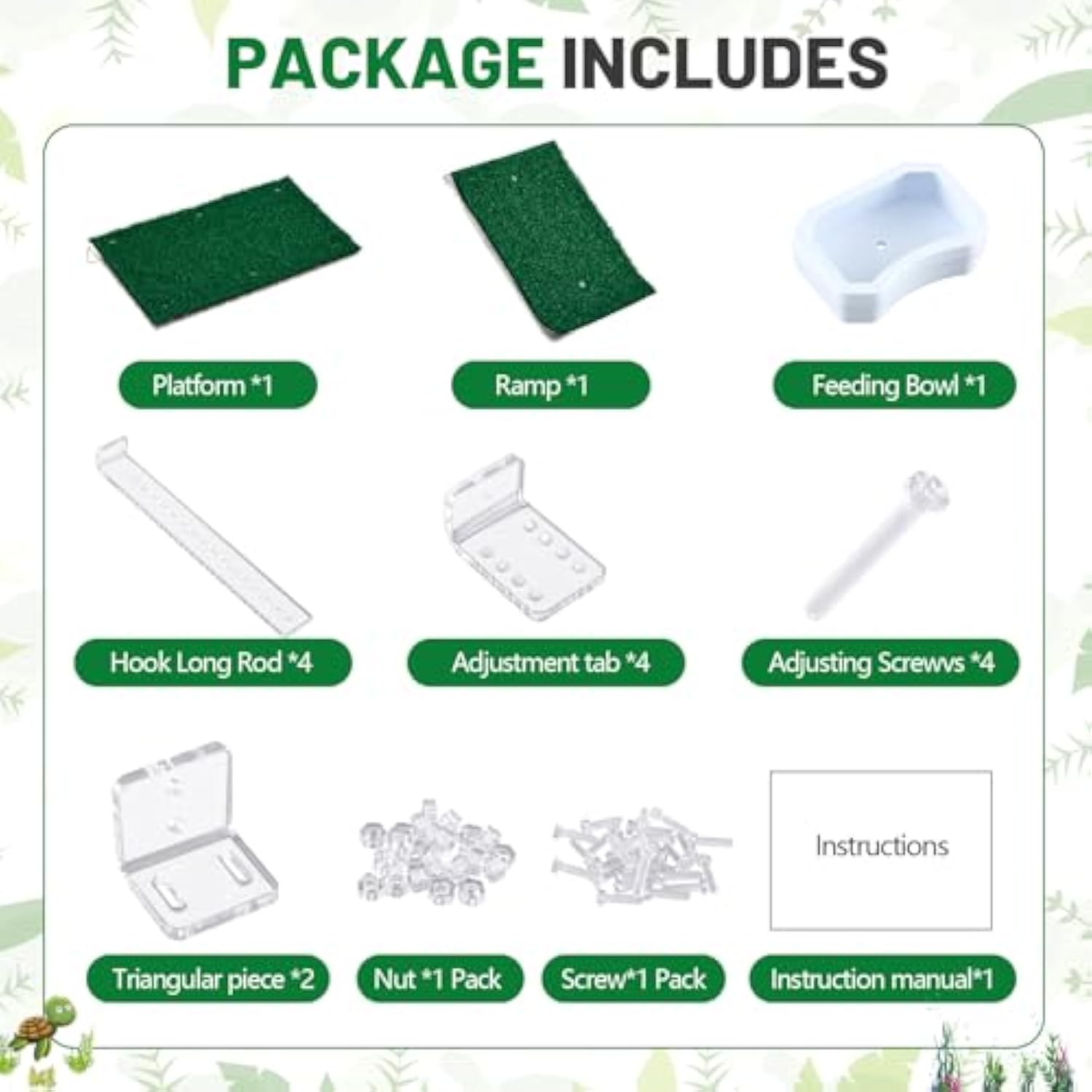 Adjustable Acrylic Turtle Basking Platform with Artificial Grass