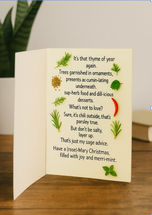 Festive Herb/Seasonings-Themed Christmas Card