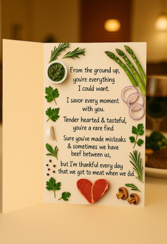 Valentine's Day Steak-Themed Greeting Card