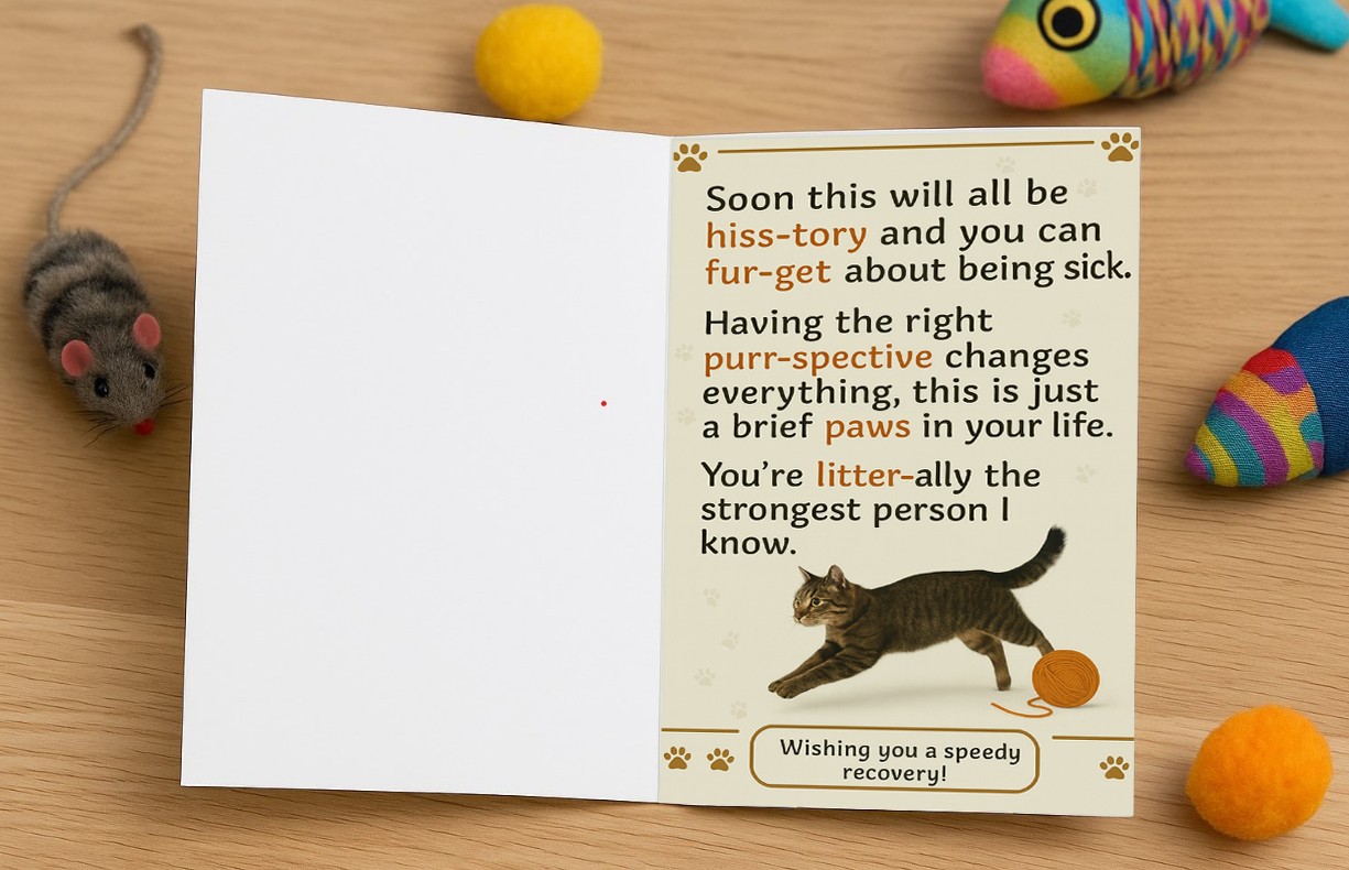 Cat-Themed Get Well Soon Card