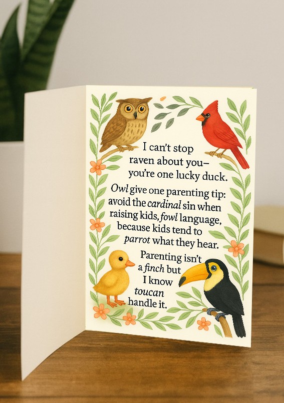 Bird-Themed Newborn Greeting Card