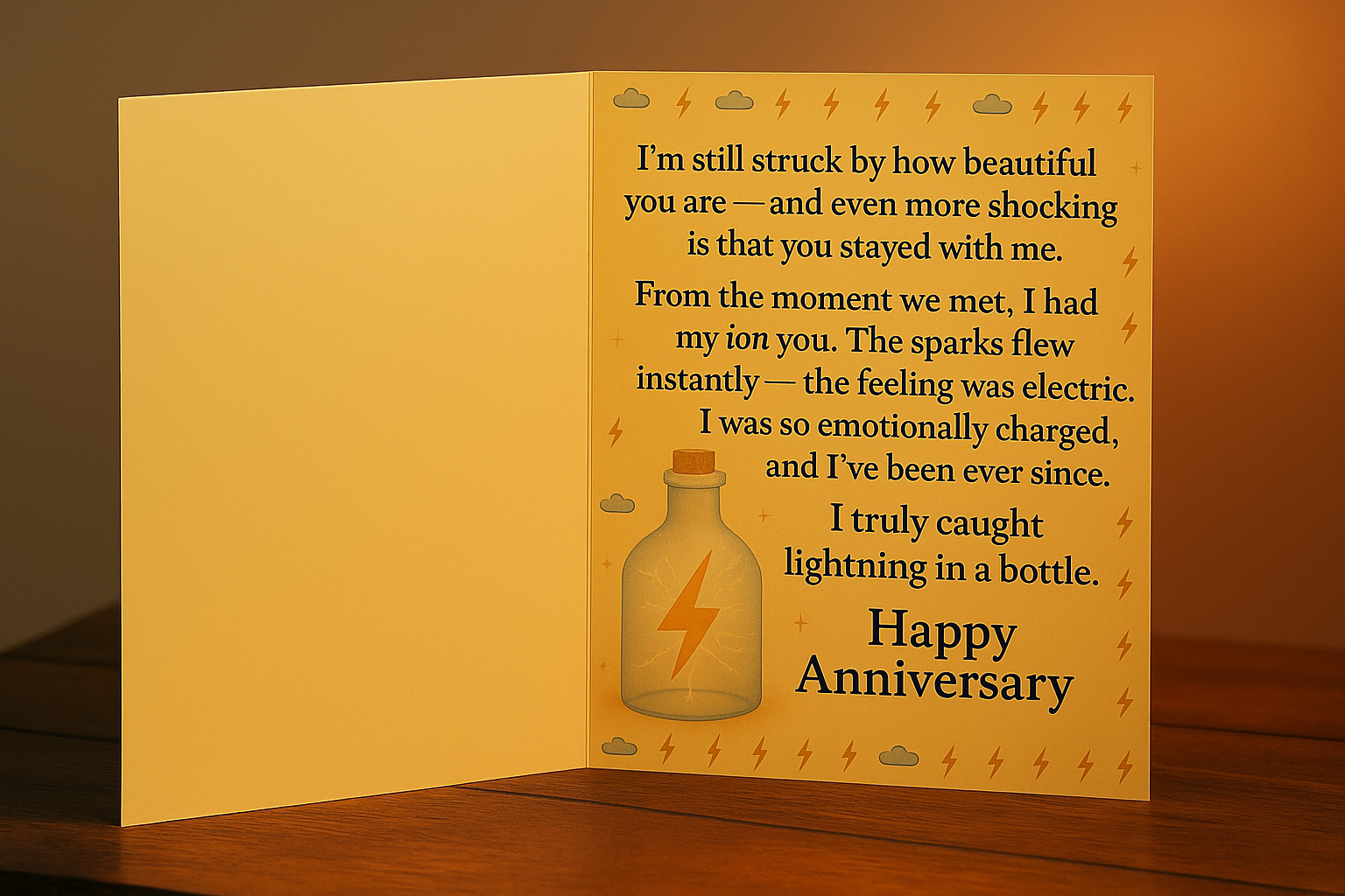 Lightning Themed Anniversary Greeting Card