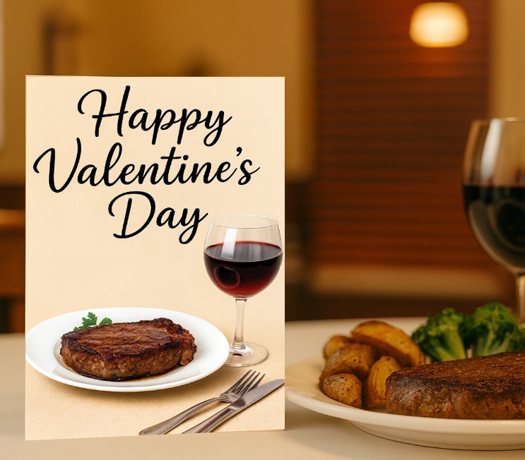 Valentine's Day Steak-Themed Greeting Card