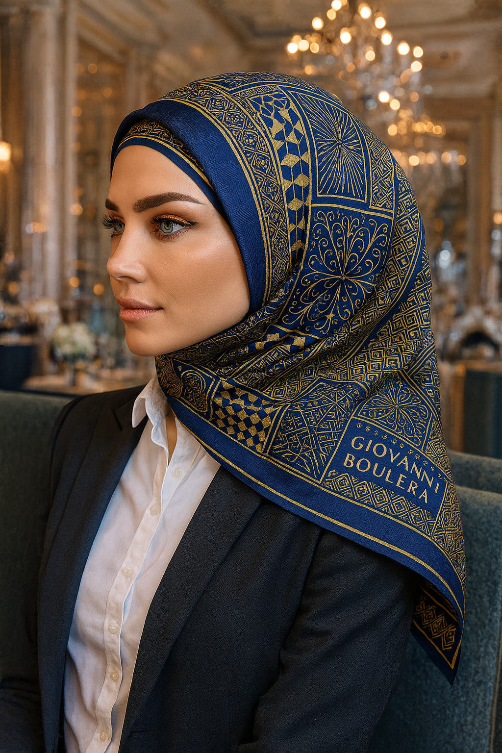 Giovanni Boulvera Desenli İpek Eşarp