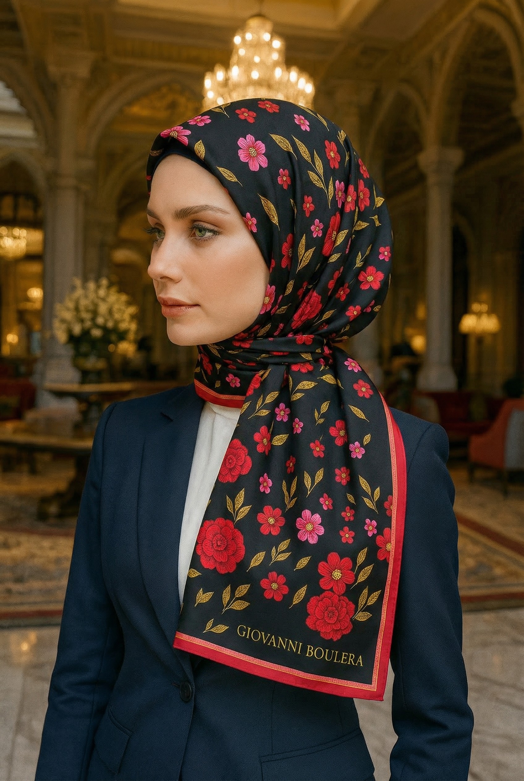 Giovanni Boulera Desenli İpek Eşarp