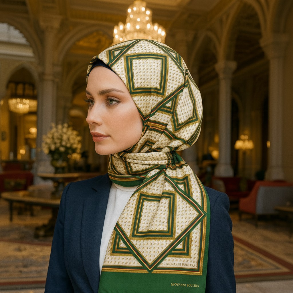 Desenli İpek Eşarp