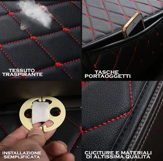 Copri Seduta In Ecopelle con cuciture rosse LS25