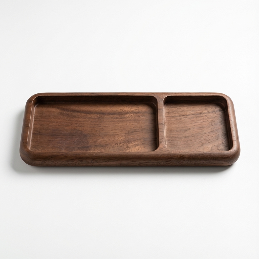 Plateau en bois compartimenté