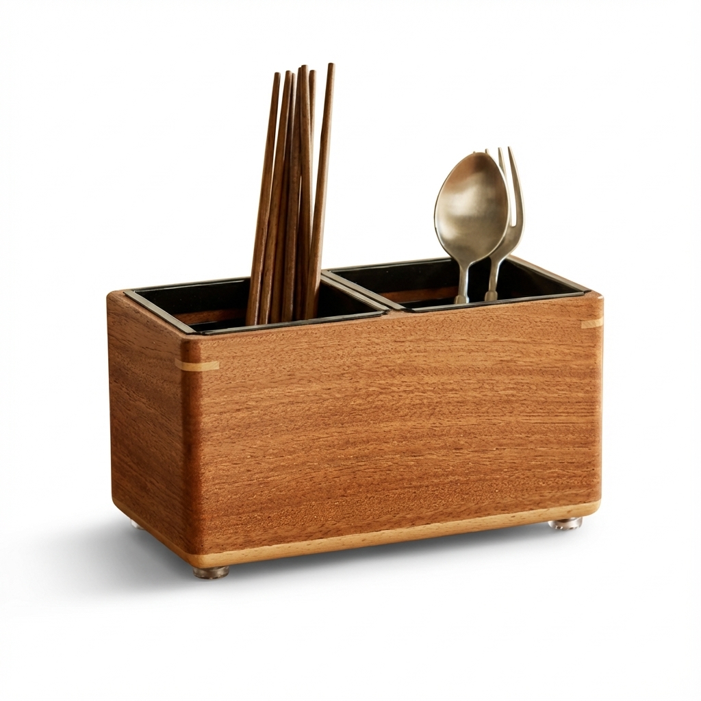 Organisateur de couverts en bois