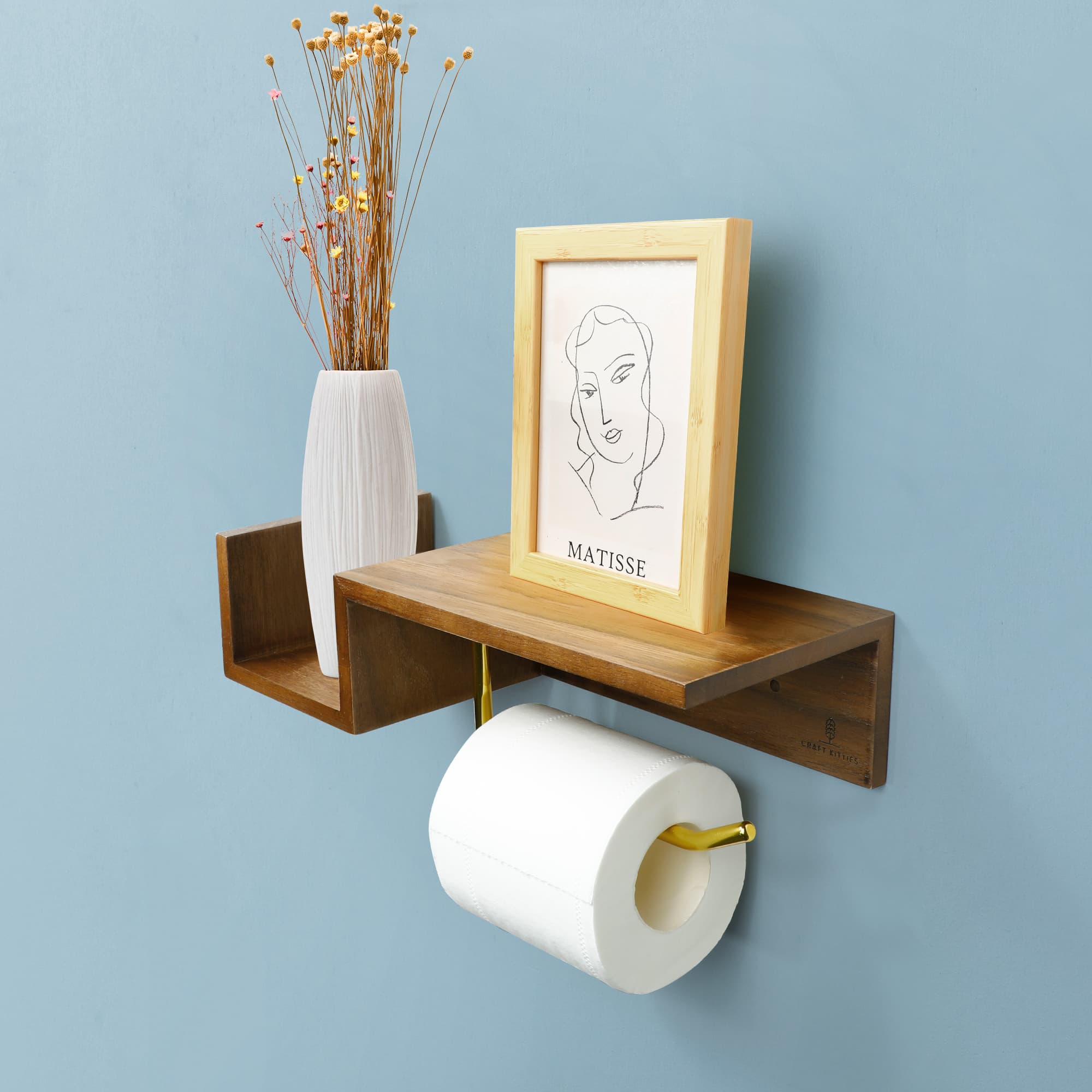 Étagère murale avec porte-papier toilette