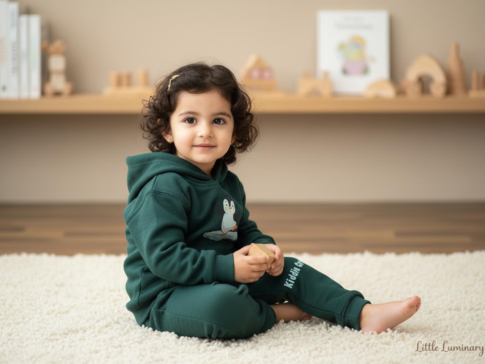 Kids' Forest Green Hoodie and Sweatpants Set