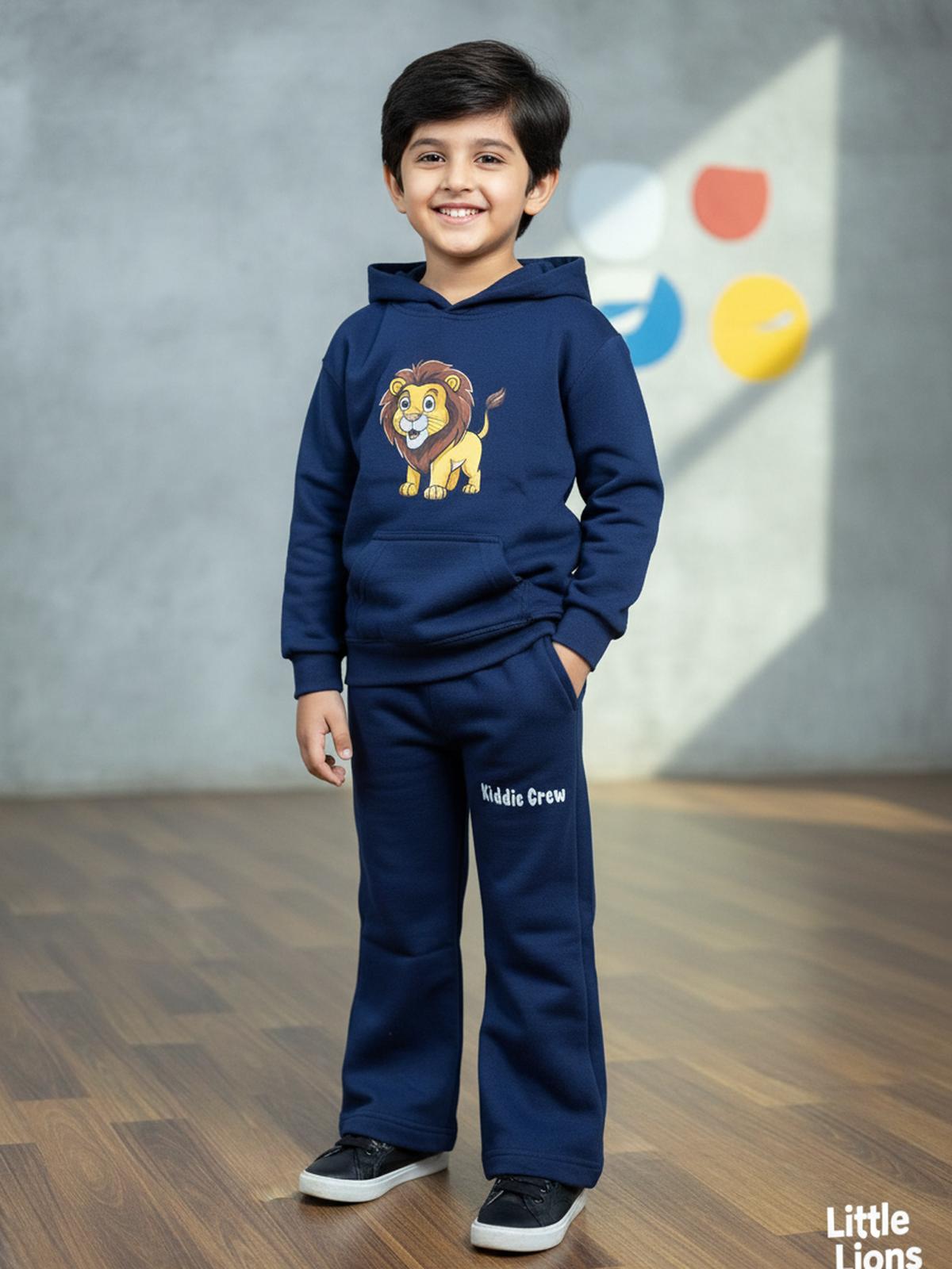 Kids Blue Lion Hoodie Set