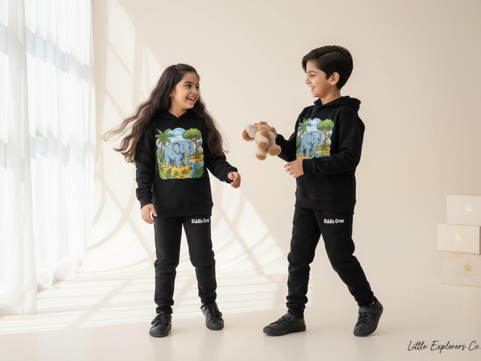 Children's Elephant Print Hoodie Set