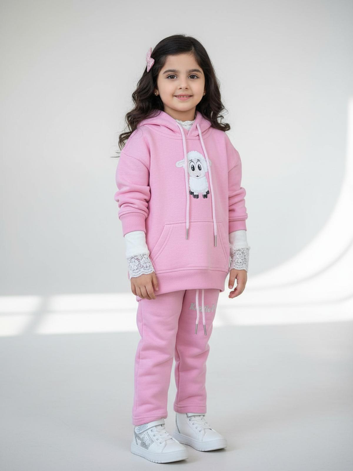Pink Kids' Sheep Hoodie Set