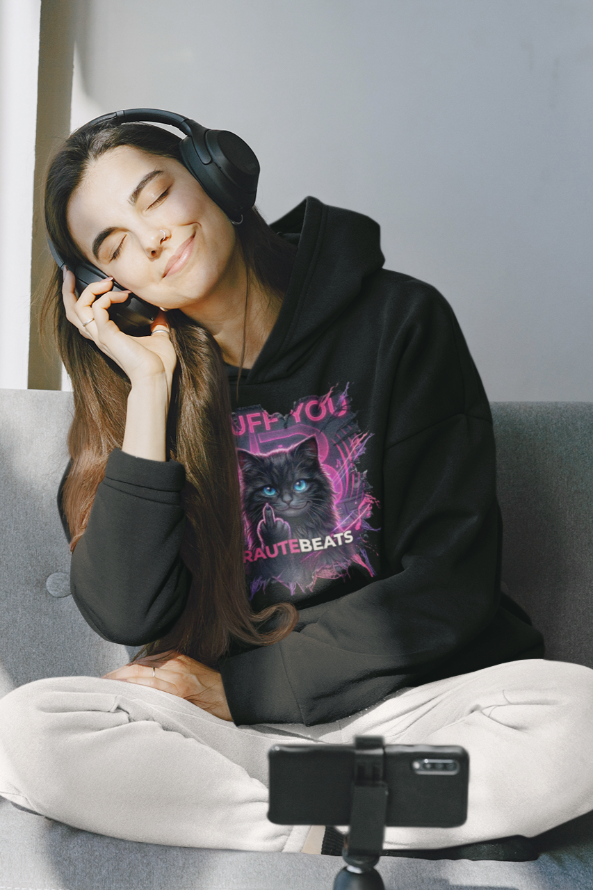 Hoodie mit Katzenmotiv (Fluff You)