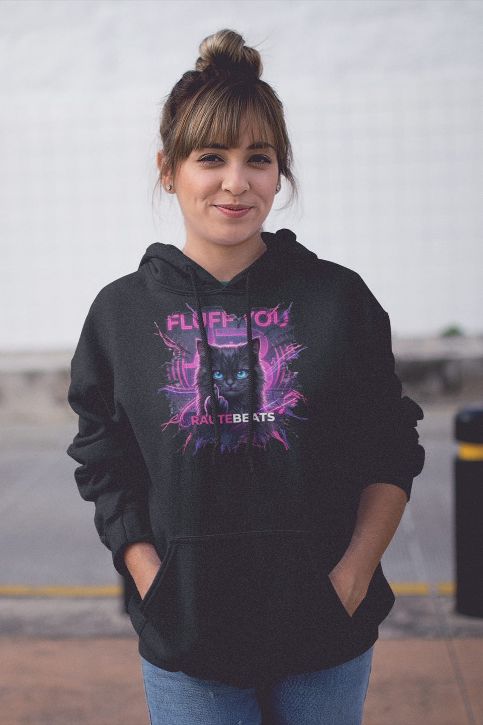 Hoodie mit Katzenmotiv (Fluff You)