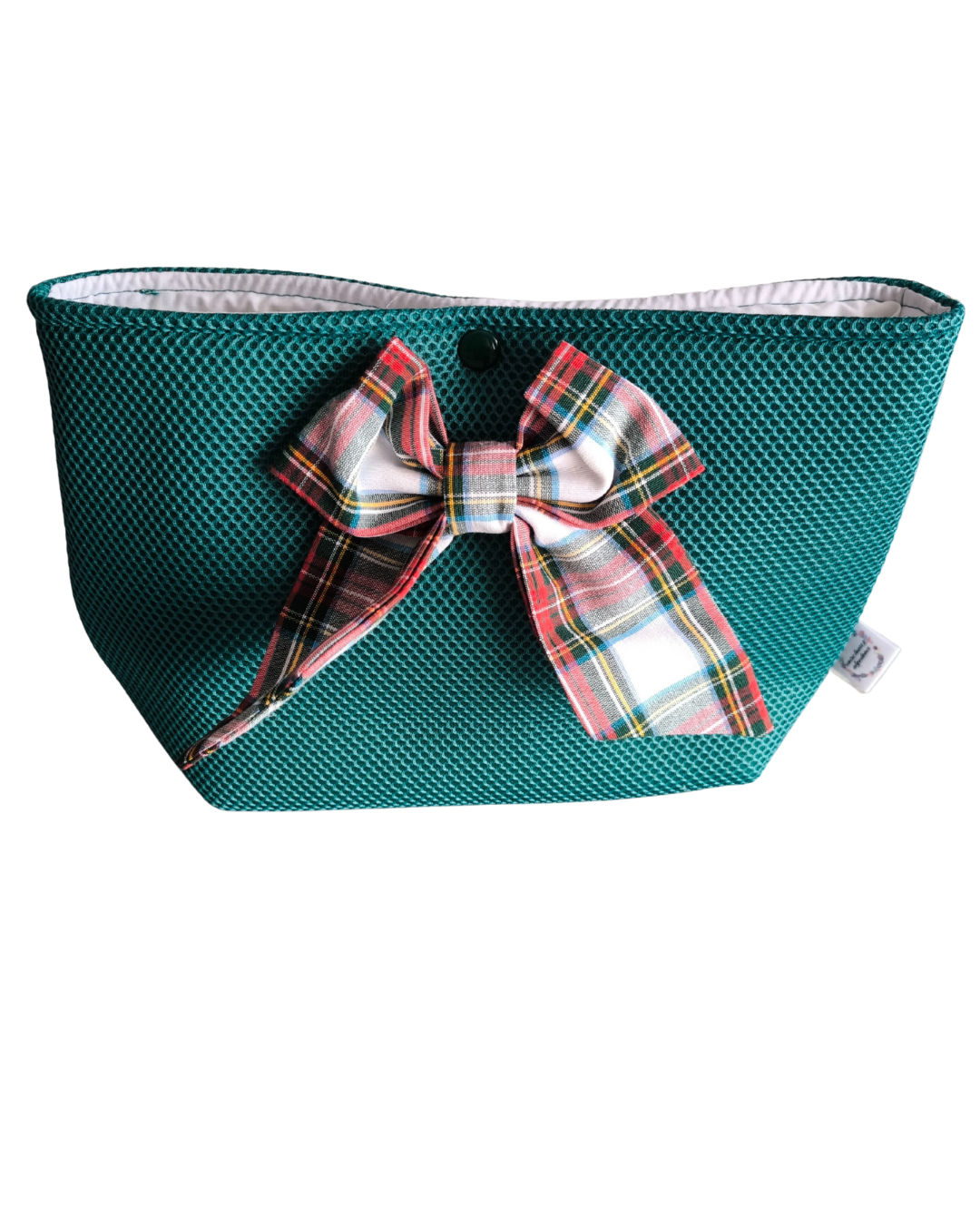 Neceser de mano verde con lazo