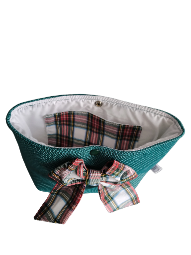 Neceser de mano verde con lazo