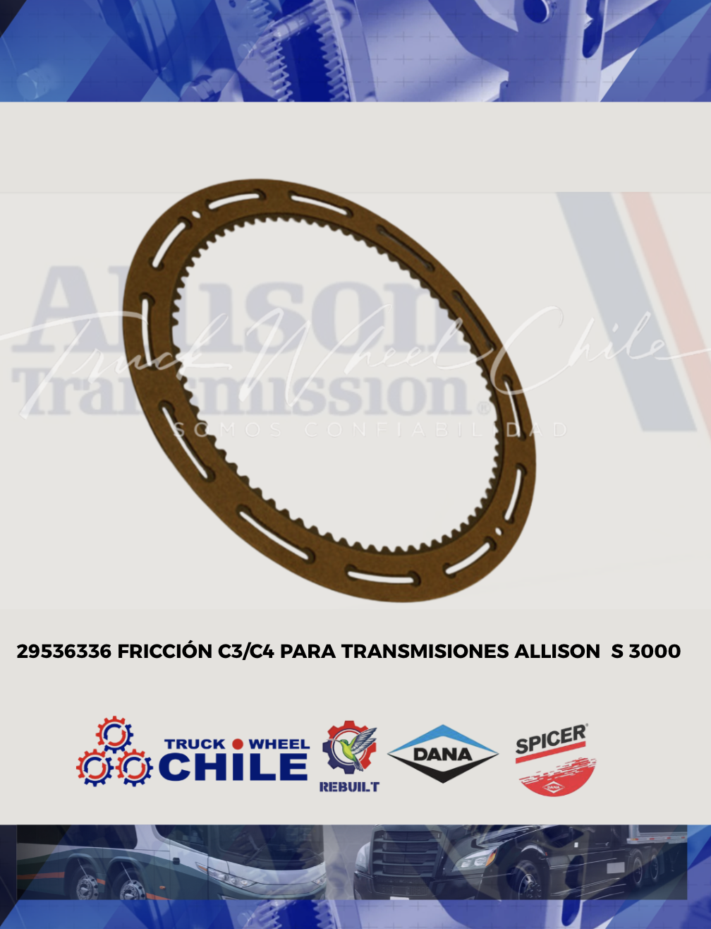 Disco de friccion C3/C4 Allison Transmissions S3000