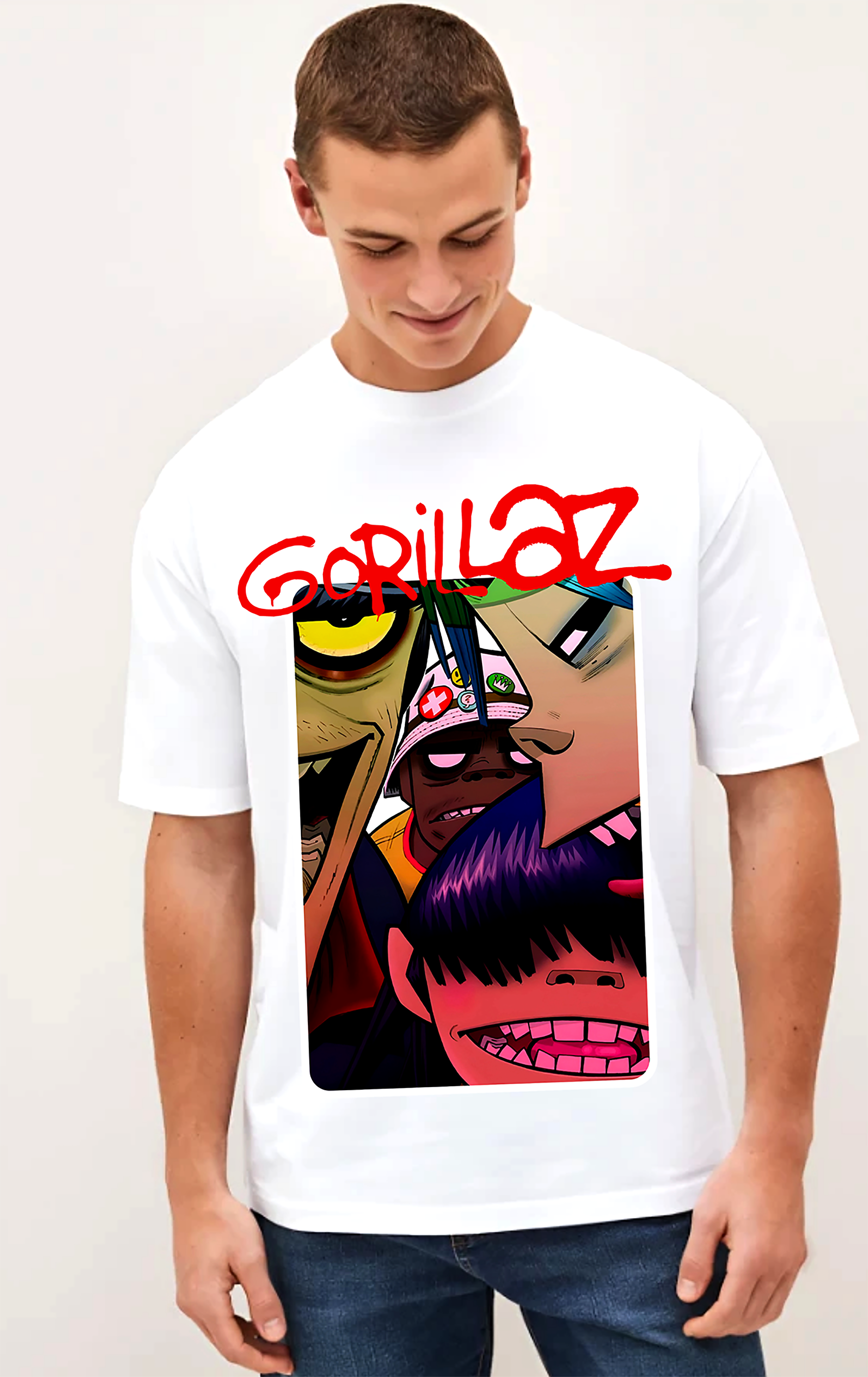 GORILLAZ WHITE SHIRT A3 SIZE
