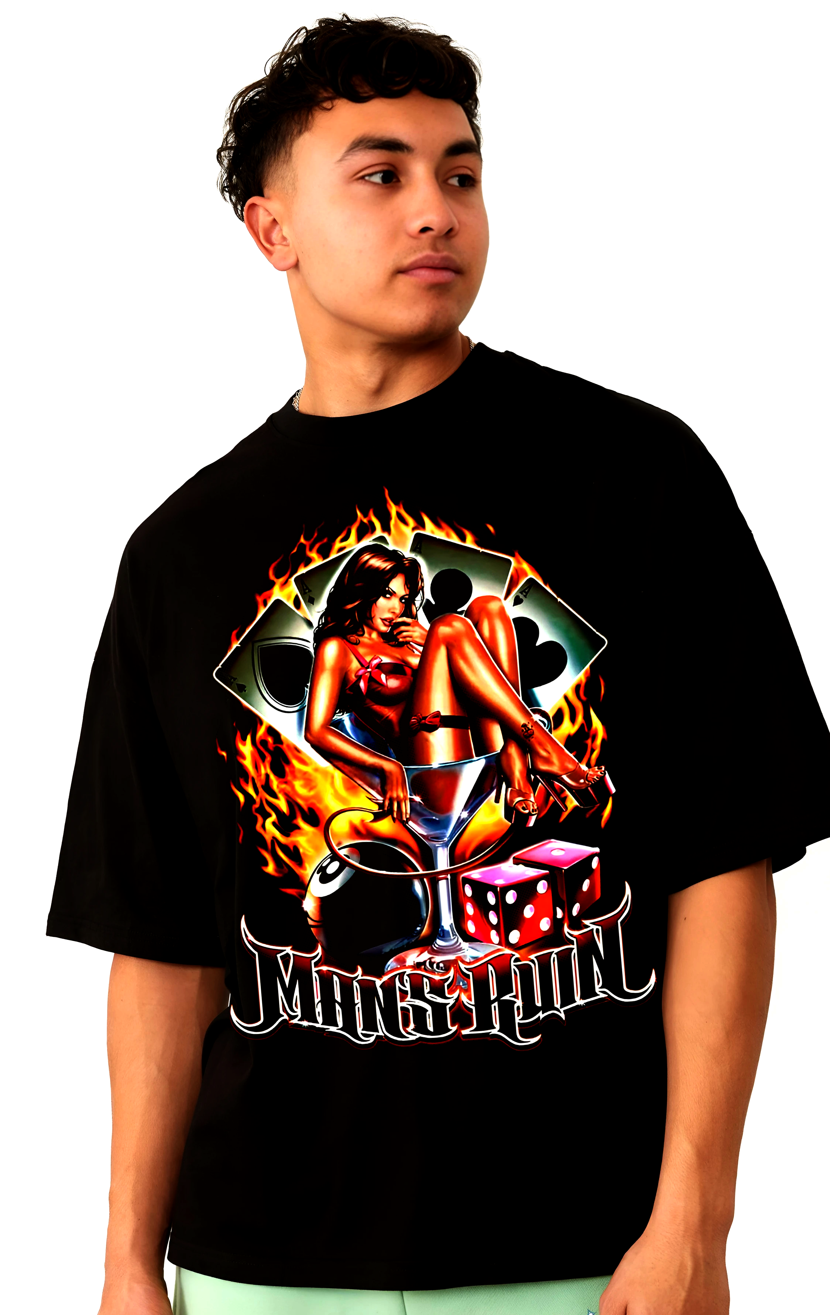 MANS RUIN Graphic Oversized Black T-Shirt
