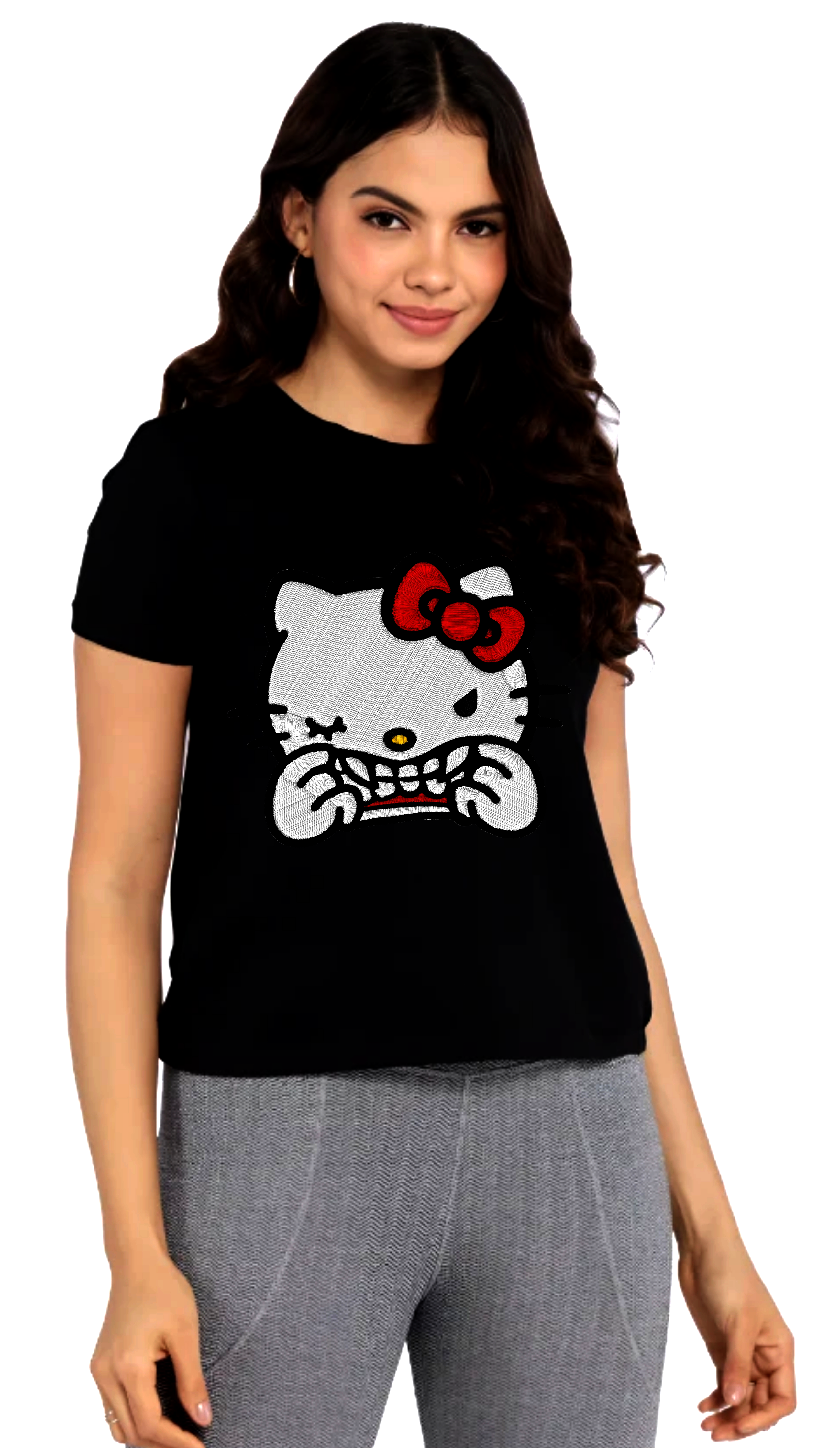 GANGSTA KITTY FEMALE BLACK SHIRT A4 SIZE