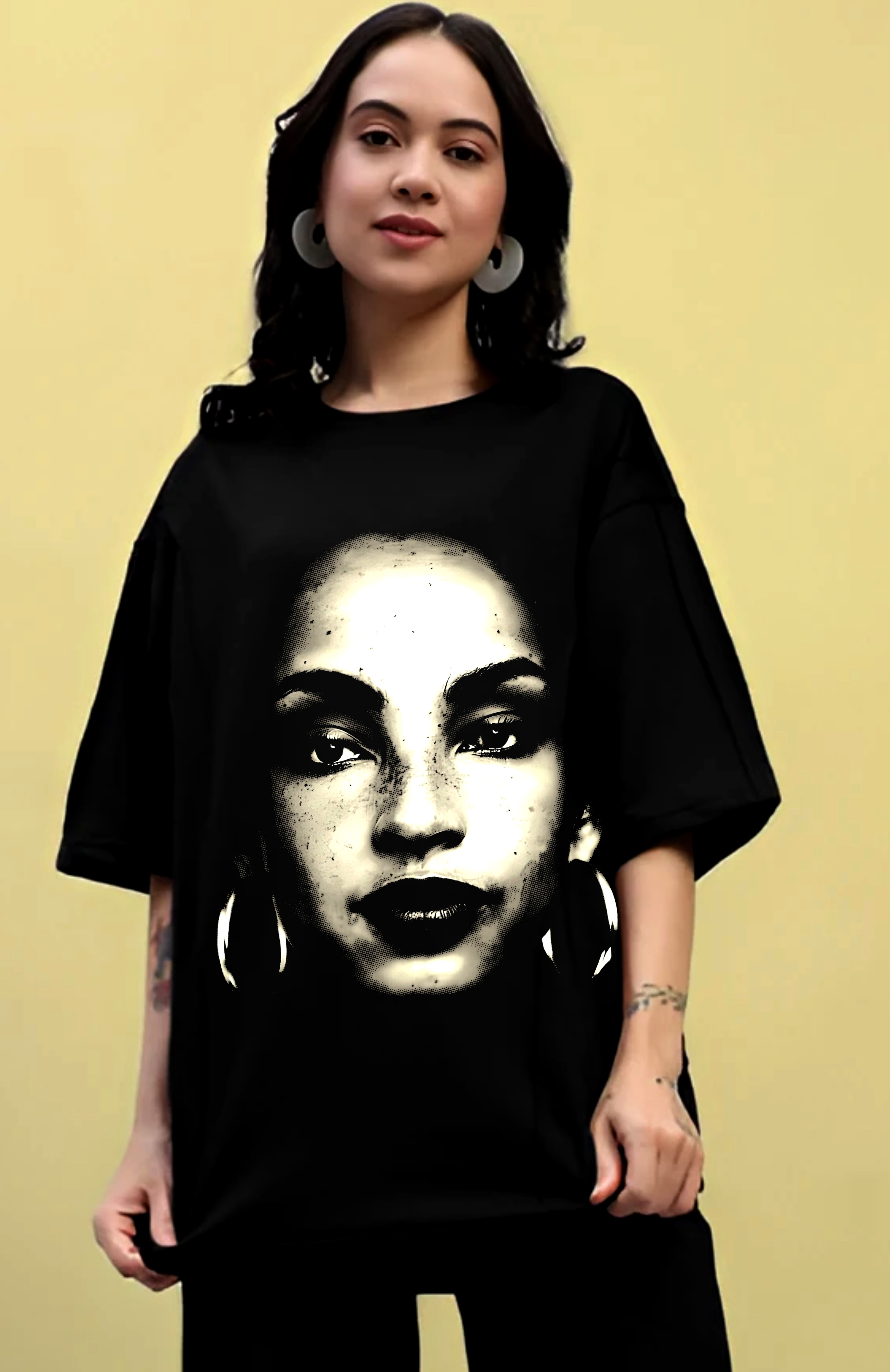SADE ADU Oversized Black Graphic T-Shirt