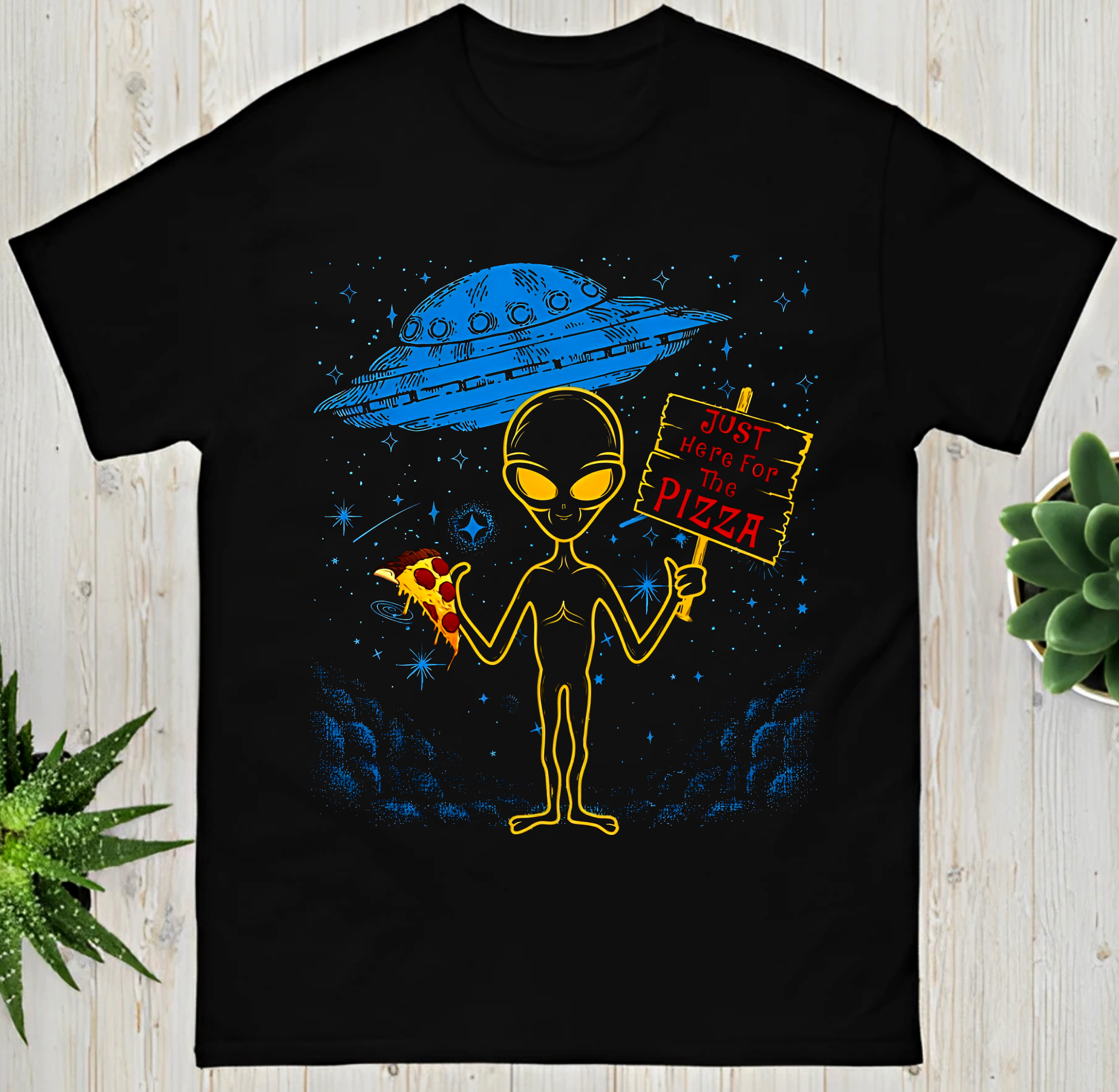 Alien Pizza Graphic T-Shirt