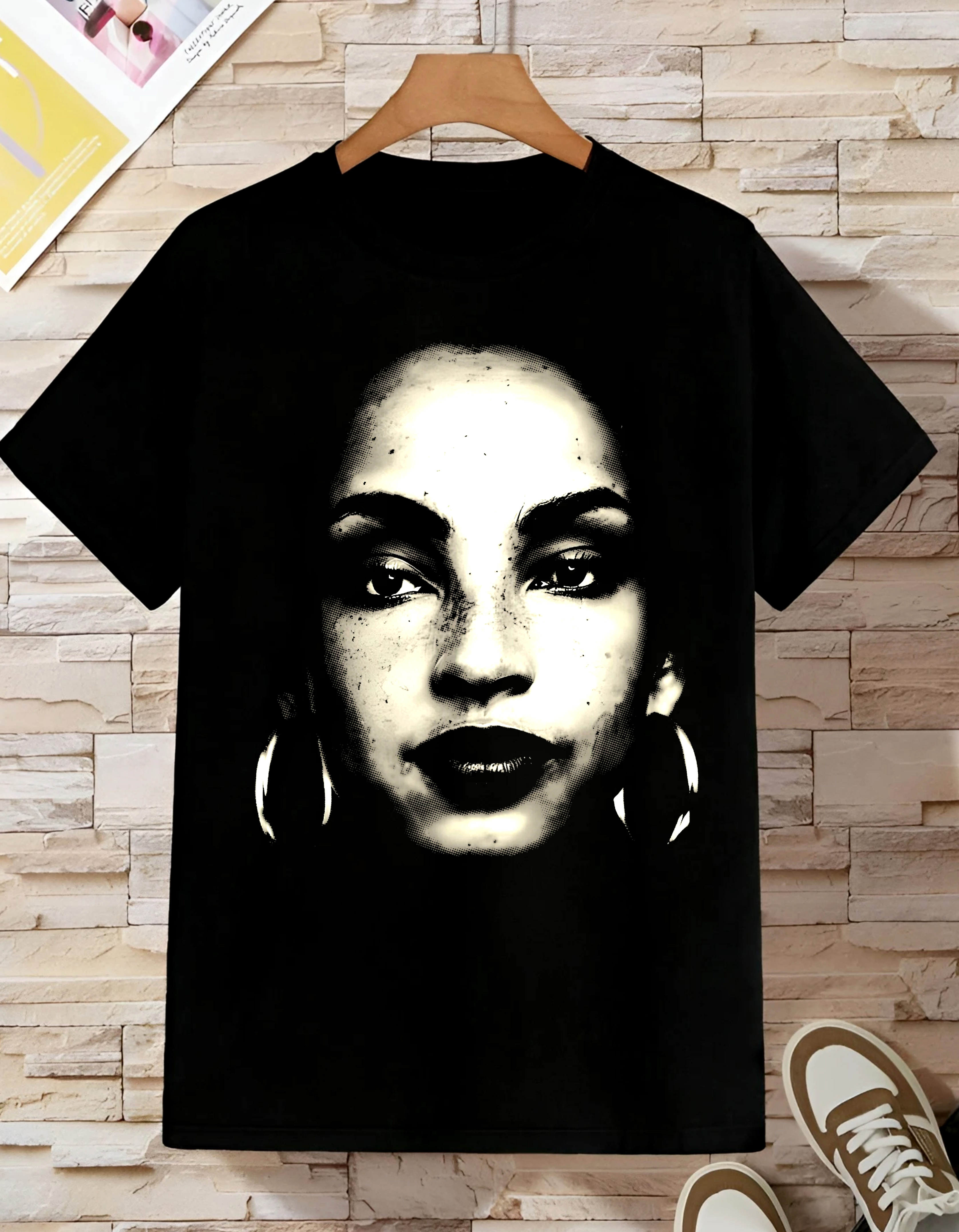 SADE ADU Oversized Black Graphic T-Shirt