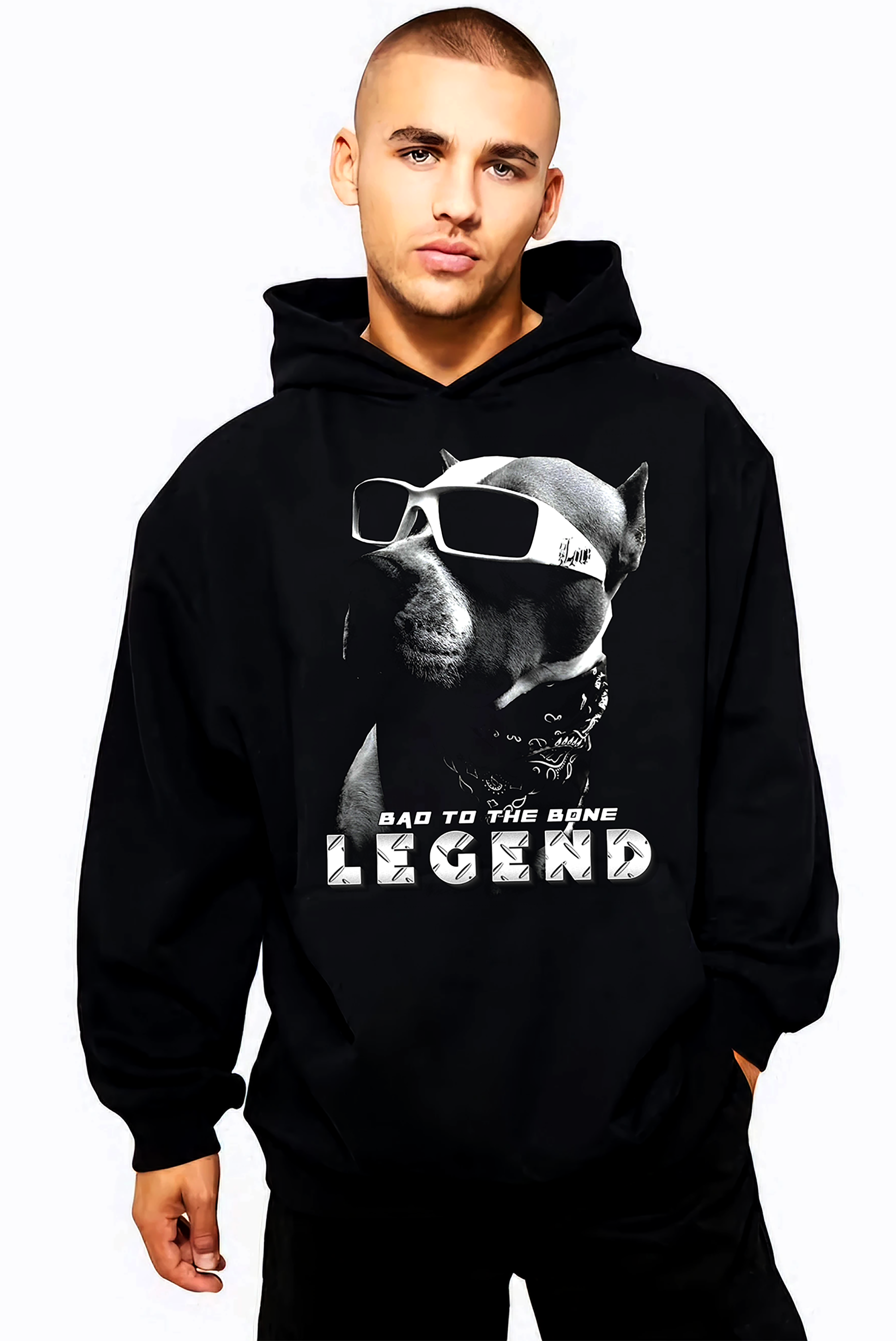 LEGEND PITBULL BLACK HOODIE A3 SIZE