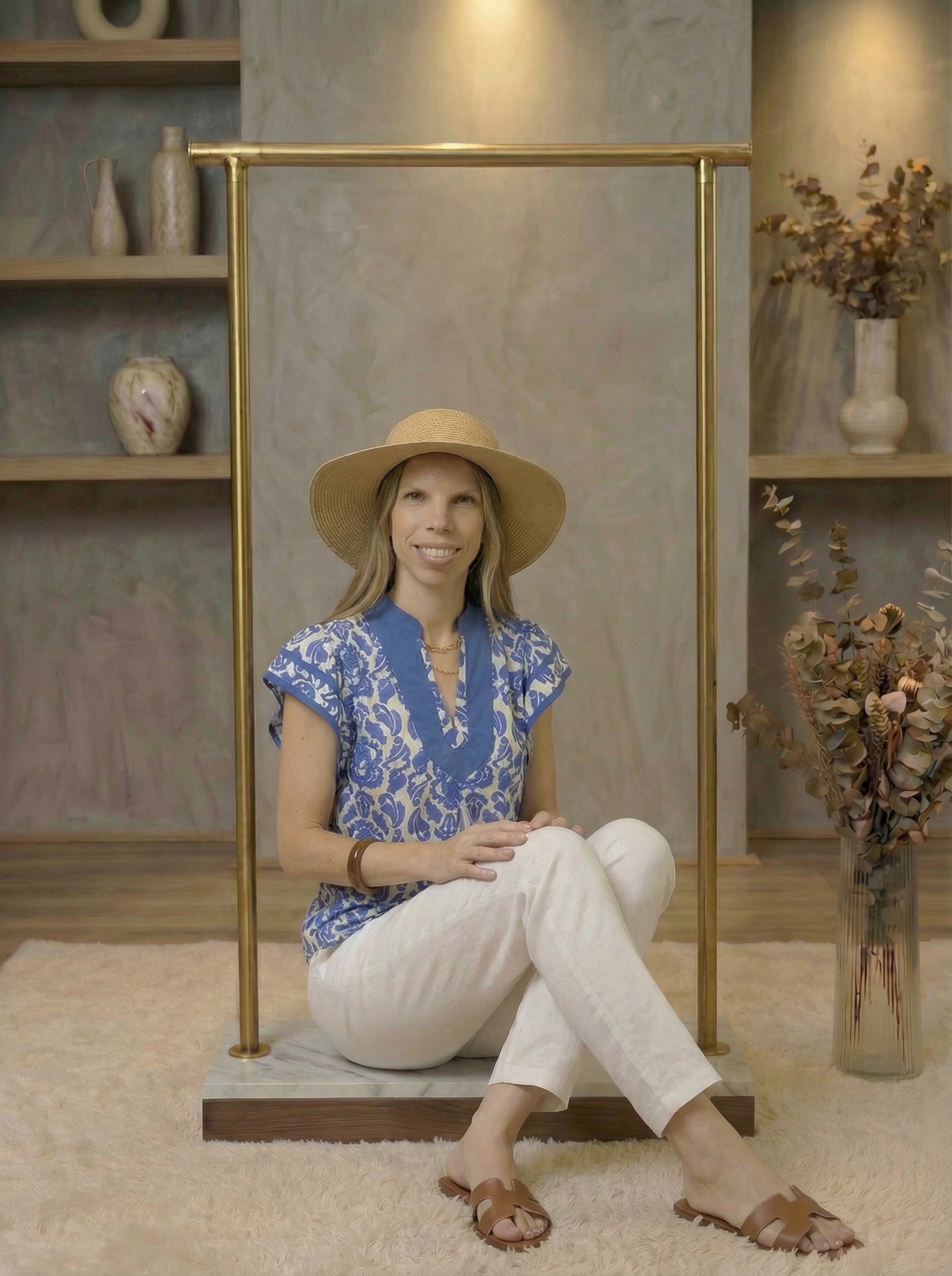 Abstract Print Short Sleeve Blouse