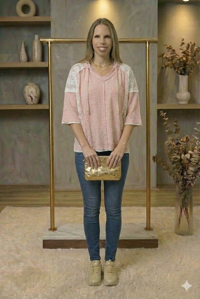 Linen Scalloped Round Neck Top