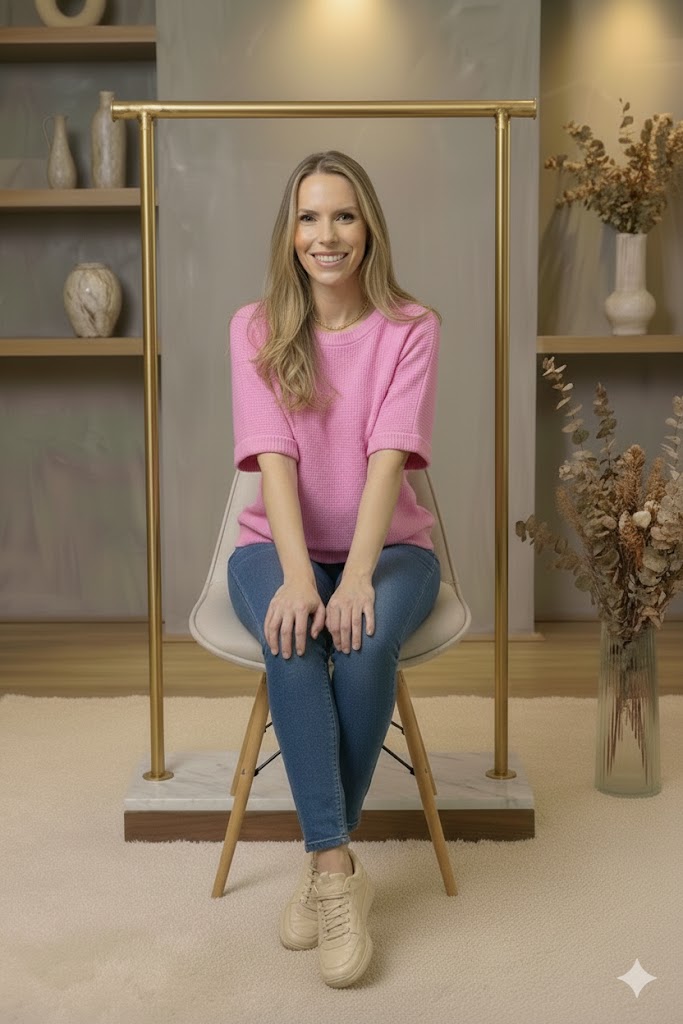 Round Neck Banded Botton Short Sleeve Sweater