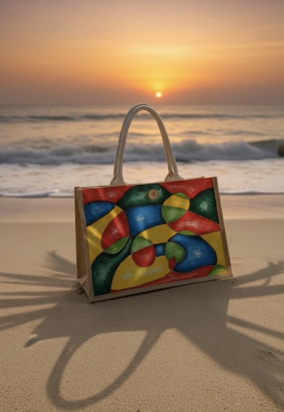 Colorful Hand-Painted Tote Bag