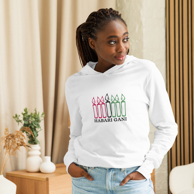 Habari Gani Unisex Hooded long-sleeve Kwanzaa Tee 
