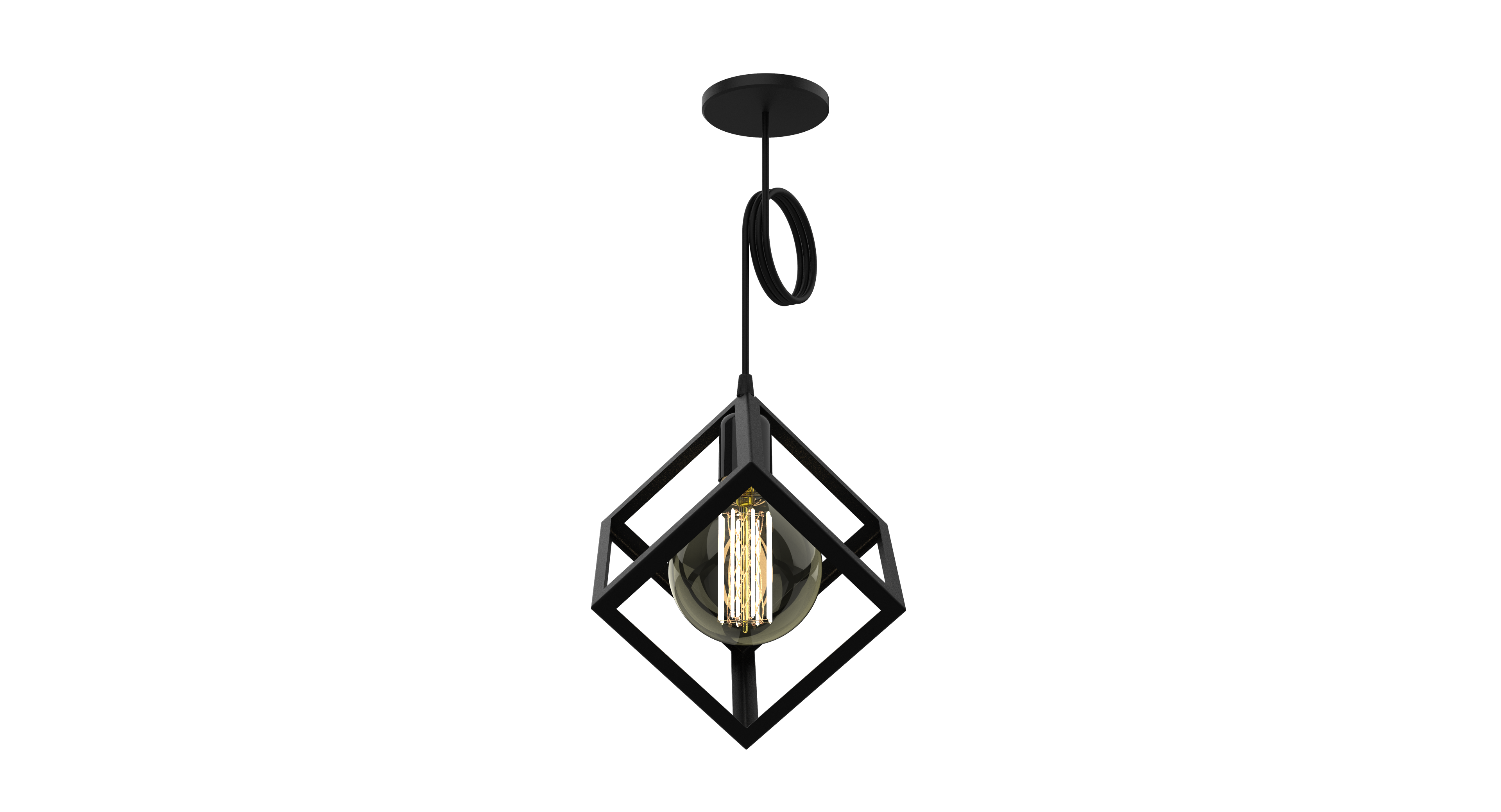 Timber Cube: Colgante Geométrico E27