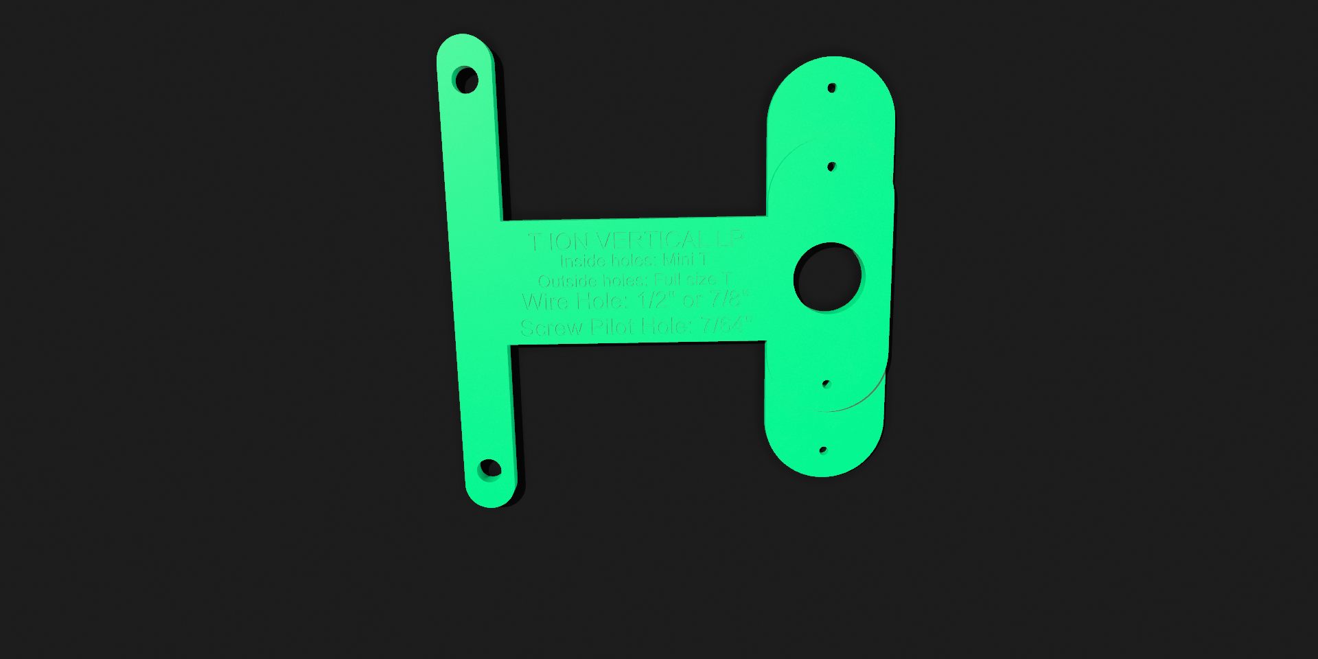 Vertical License Plate Light Template - Whelen T-Series and Mini T-Series Ion