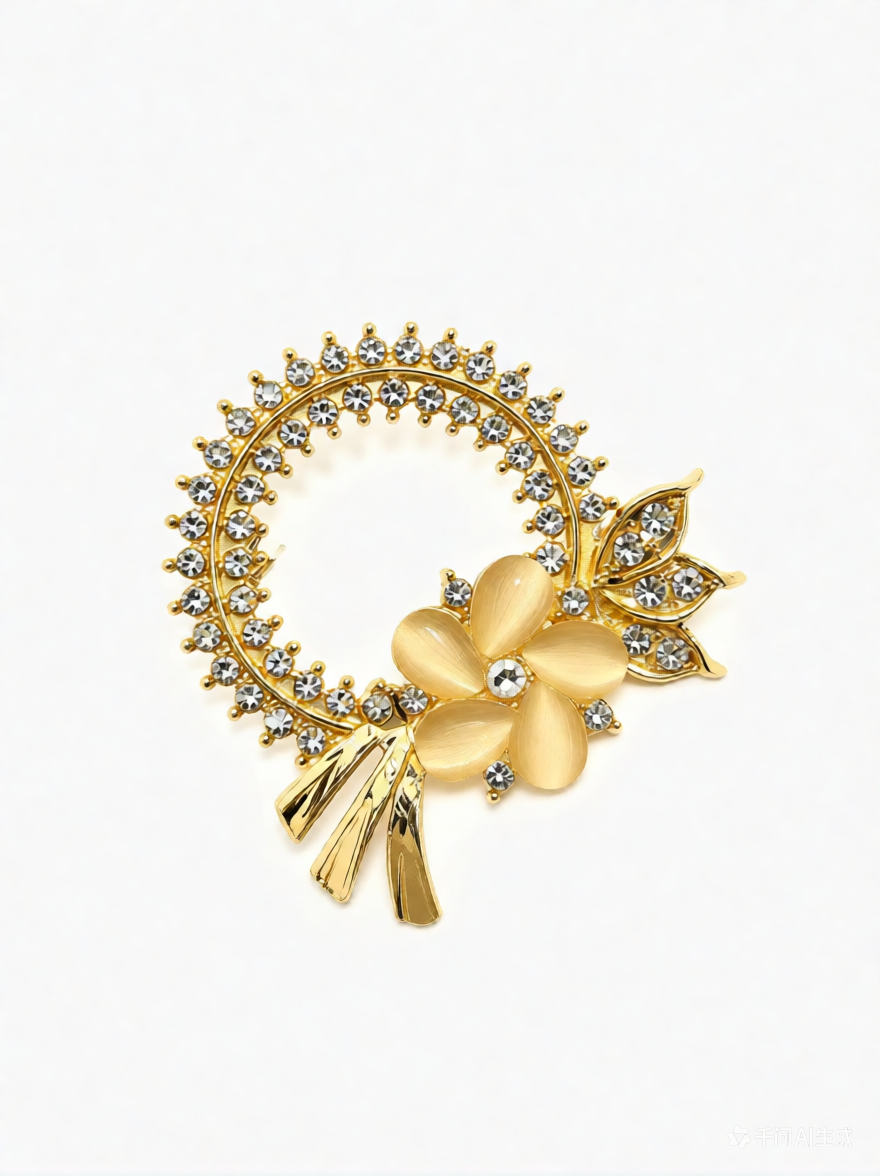 Elegant Gold Floral Brooch
