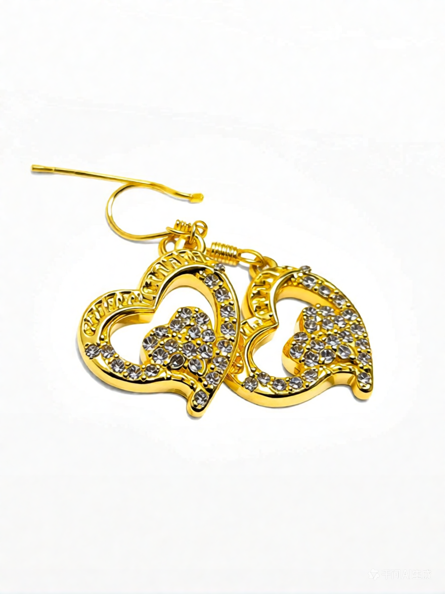 Gold Heart-Shaped Earrings - Available in Stock