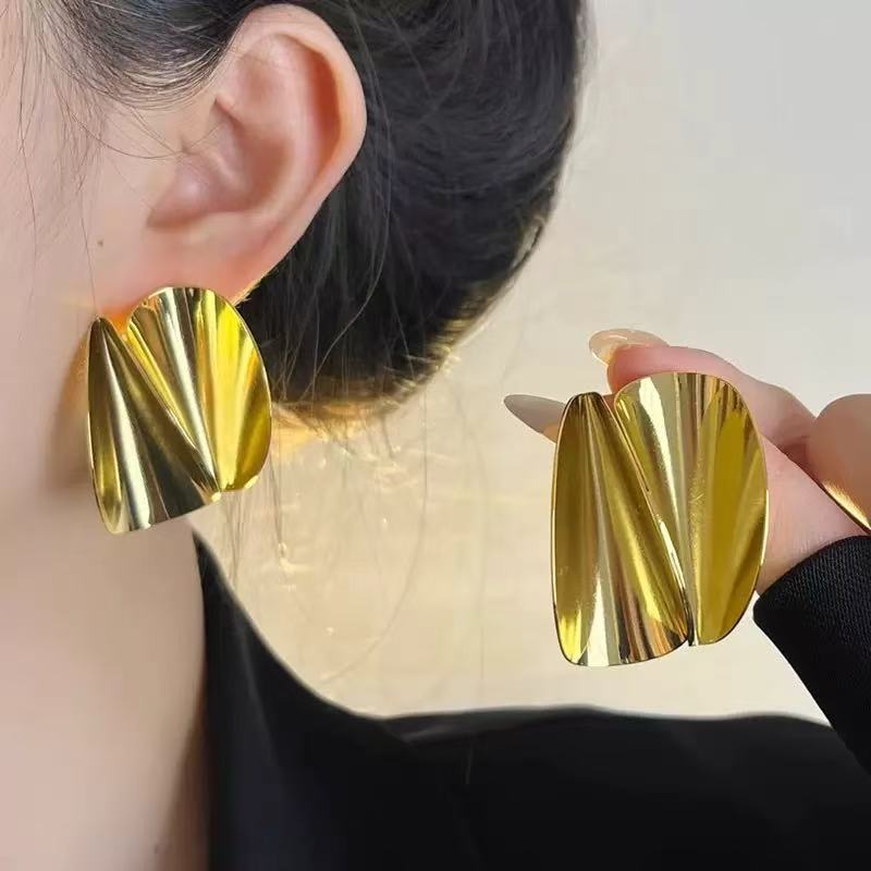 Gold Folded Statement Earrings
