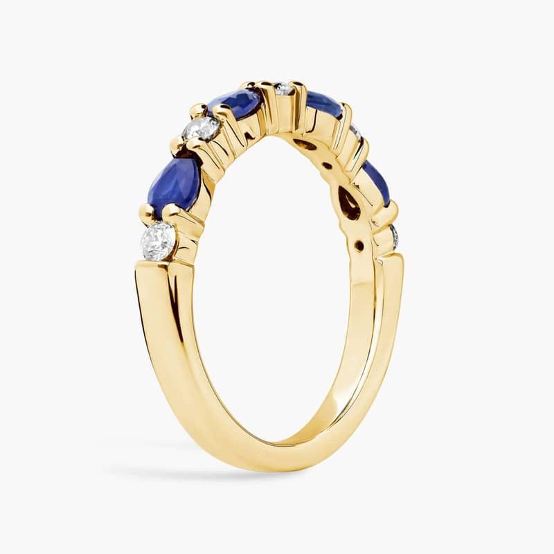 Gold Ring with Blue Sapphires and Diamonds