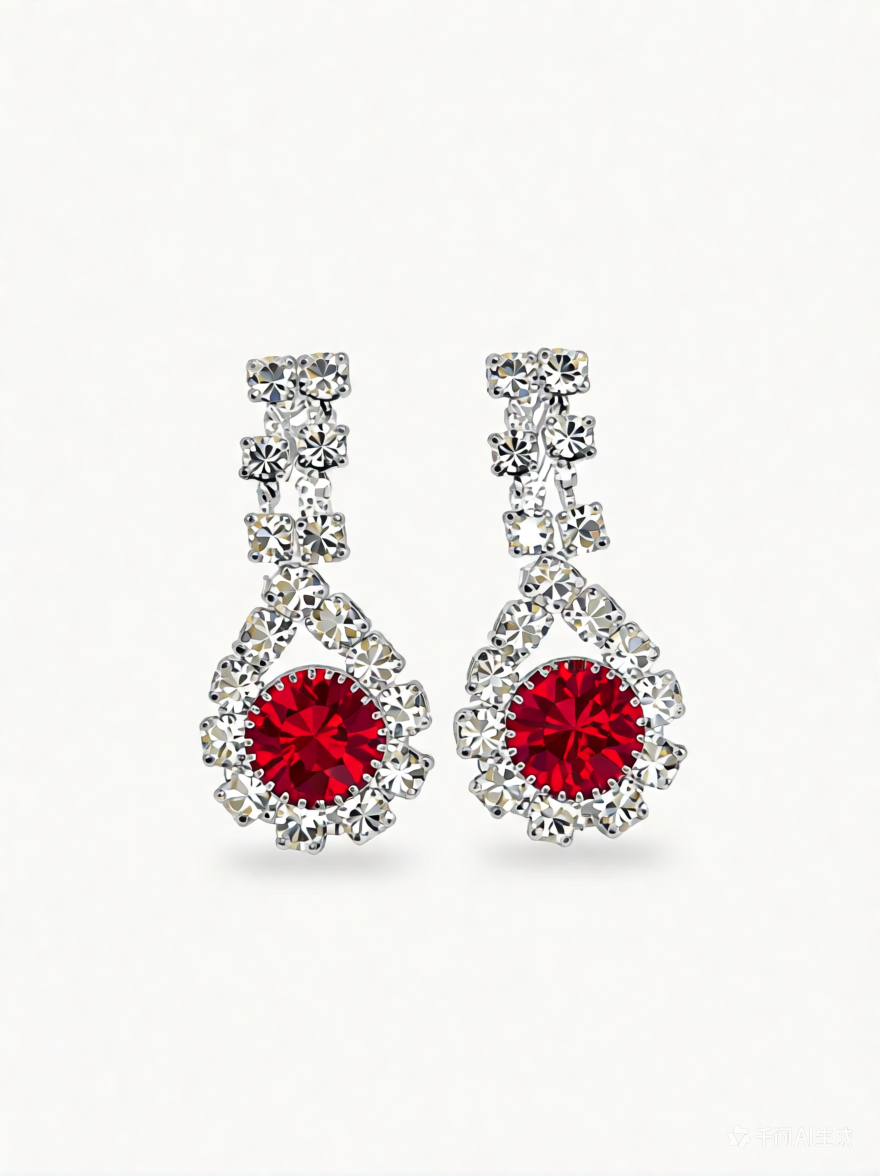 Ruby Crystal Drop Earrings